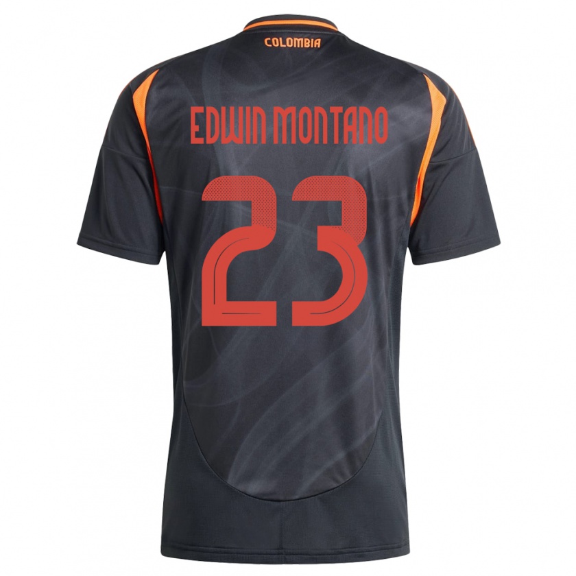 Kandiny Uomo Maglia Colombia John Edwin Montaño #23 Nero Kit Gara Away 24-26 Maglietta