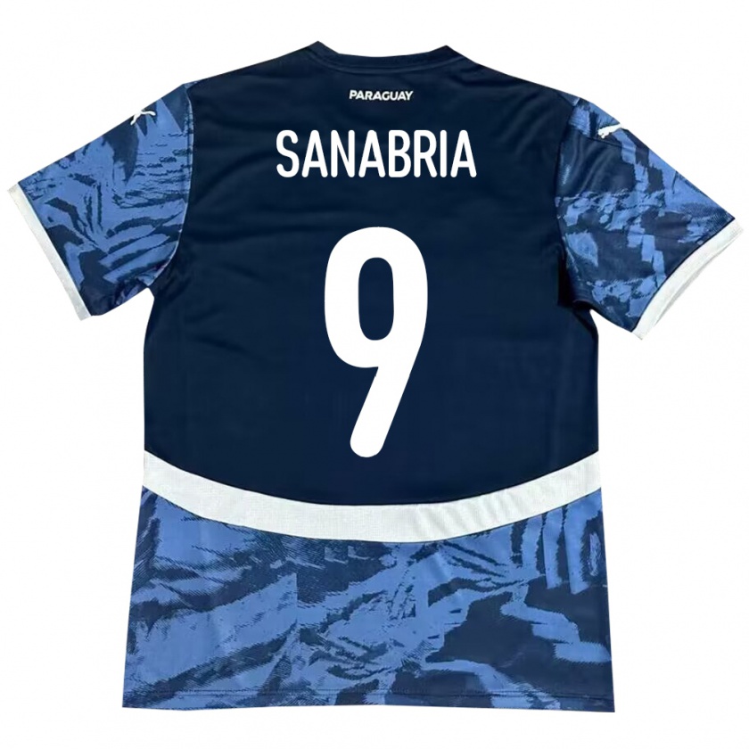 Kandiny Herren Paraguay Antonio Sanabria #9 Blau Auswärtstrikot Trikot 24-26 T-Shirt Österreich