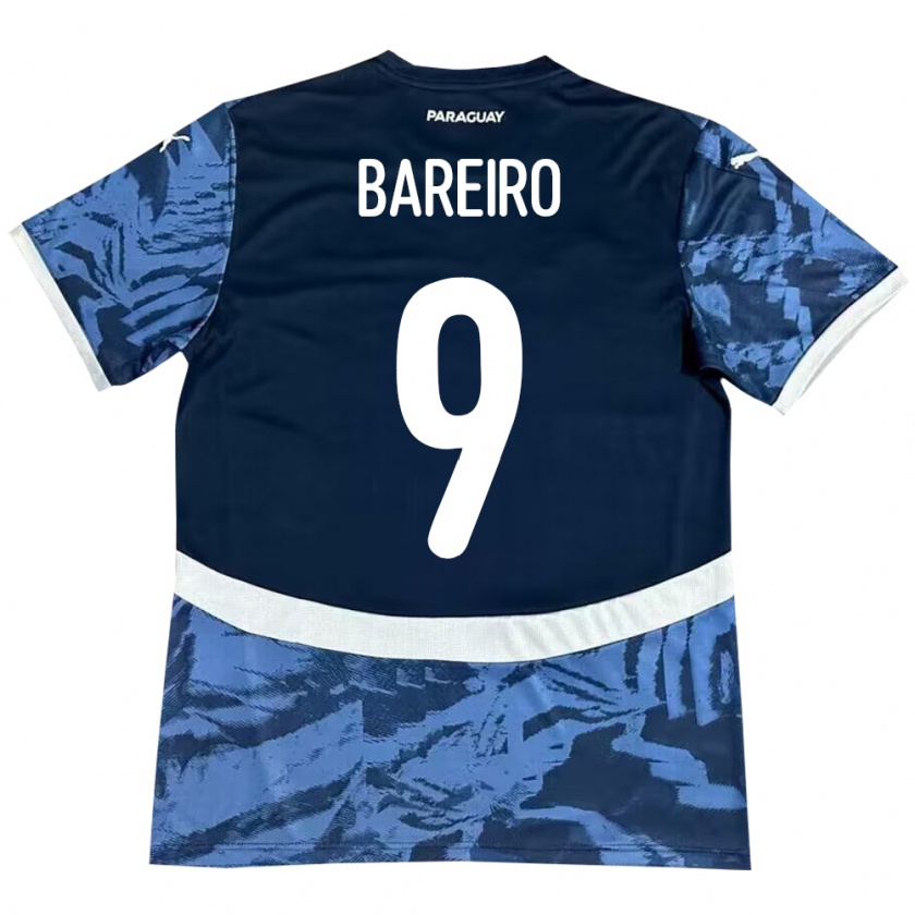 Kandiny Uomo Maglia Paraguay Adam Bareiro #9 Blu Kit Gara Away 24-26 Maglietta