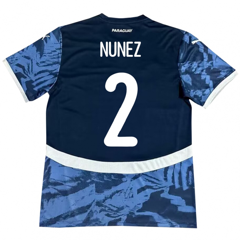 Kandiny Heren Paraguay Alan Núñez #2 Blauw Uitshirt Uittenue 24-26 T-Shirt België