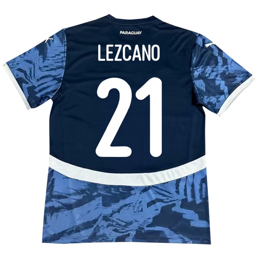 Kandiny Uomo Maglia Paraguay Rubén Lezcano #21 Blu Kit Gara Away 24-26 Maglietta