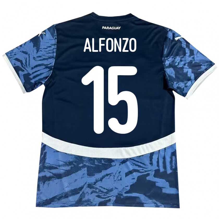 Kandiny Uomo Maglia Paraguay Axel Alfonzo #15 Blu Kit Gara Away 24-26 Maglietta