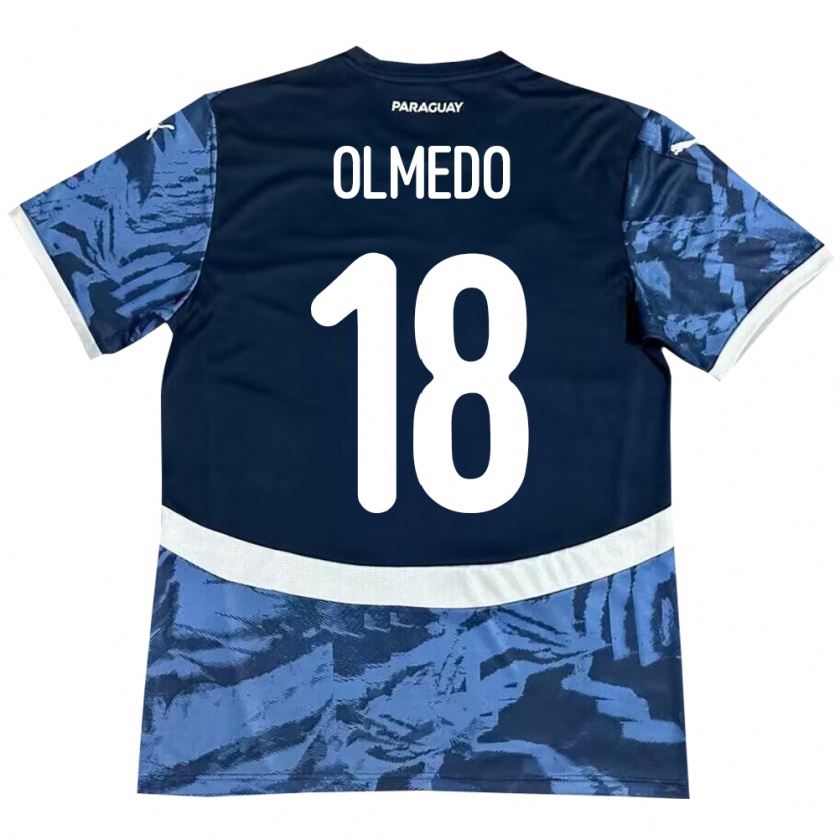 Kandiny Uomo Maglia Paraguay Cesar Olmedo #18 Blu Kit Gara Away 24-26 Maglietta