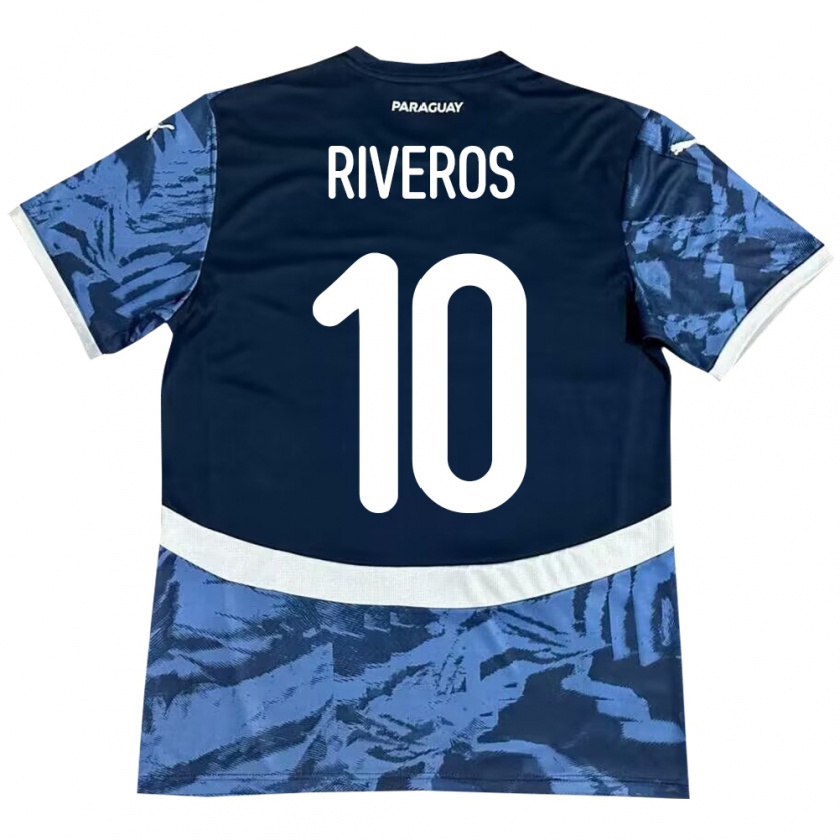 Kandiny Uomo Maglia Paraguay Paulo Riveros #10 Blu Kit Gara Away 24-26 Maglietta