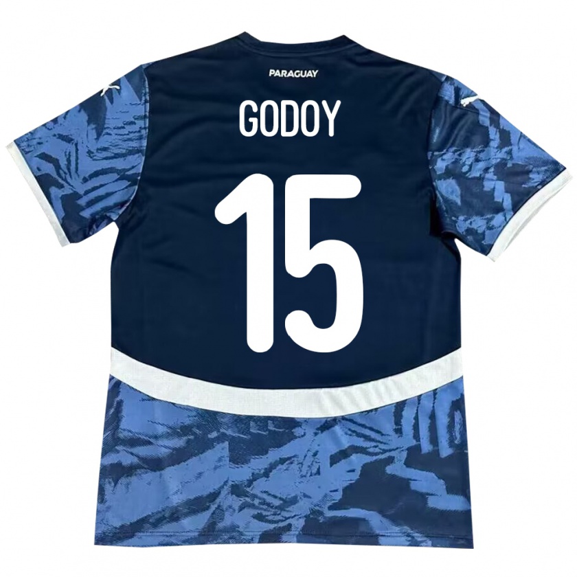 Kandiny Uomo Maglia Paraguay Fanny Godoy #15 Blu Kit Gara Away 24-26 Maglietta