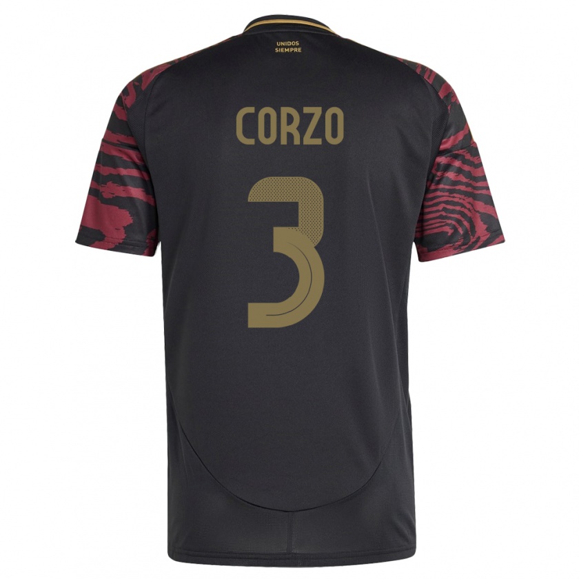 Kandiny Herren Peru Aldo Corzo #3 Schwarz Auswärtstrikot Trikot 24-26 T-Shirt Österreich