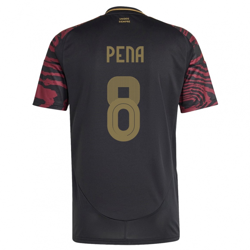 Kandiny Uomo Maglia Perù Sergio Peña #8 Nero Kit Gara Away 24-26 Maglietta