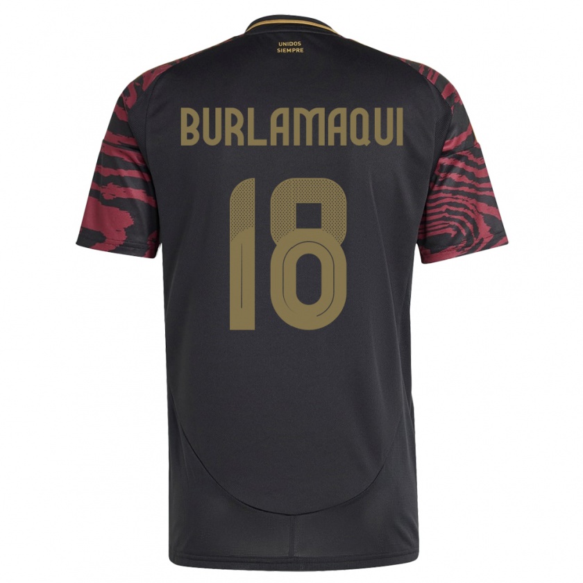 Kandiny Uomo Maglia Perù Alessandro Burlamaqui #18 Nero Kit Gara Away 24-26 Maglietta