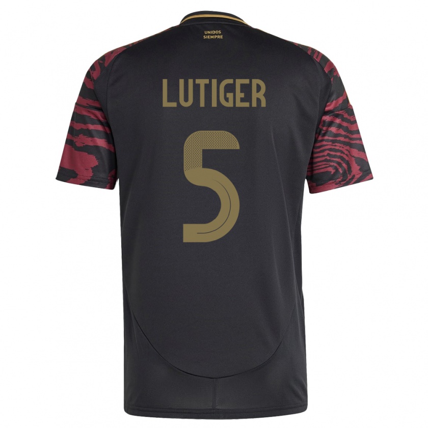 Kandiny Uomo Maglia Perù Rafael Lutiger #5 Nero Kit Gara Away 24-26 Maglietta