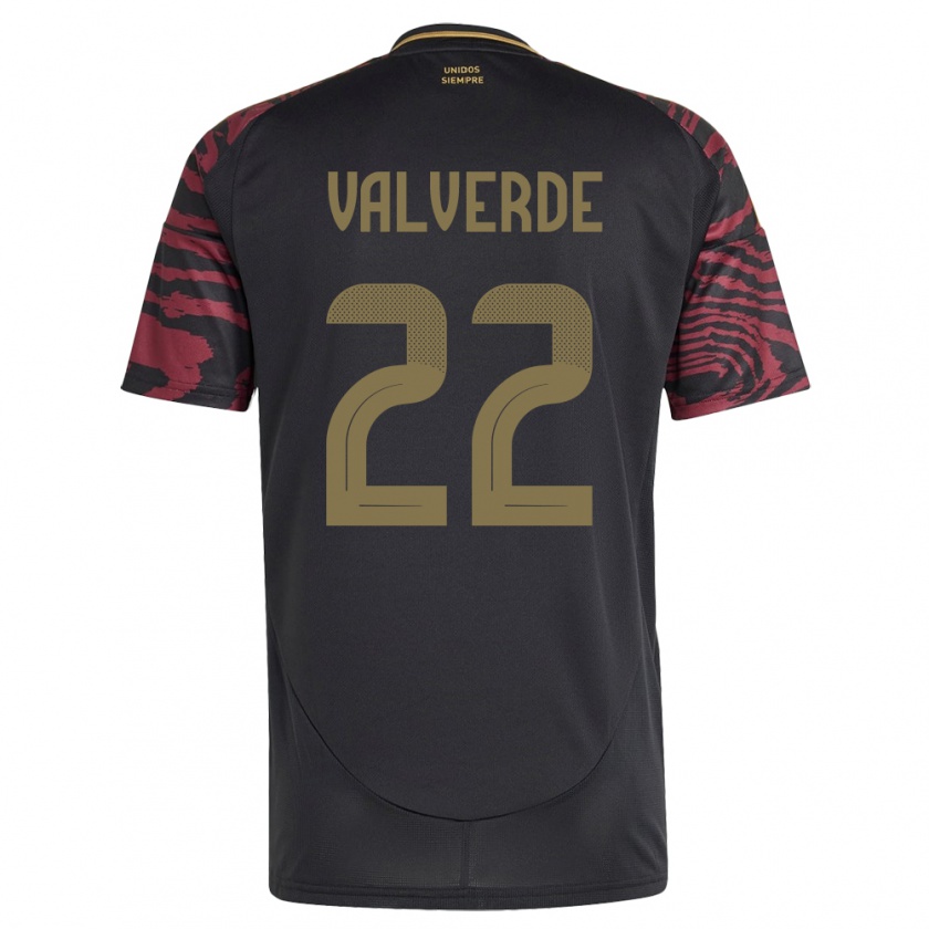 Kandiny Herren Peru Malena Valverde #22 Schwarz Auswärtstrikot Trikot 24-26 T-Shirt Österreich