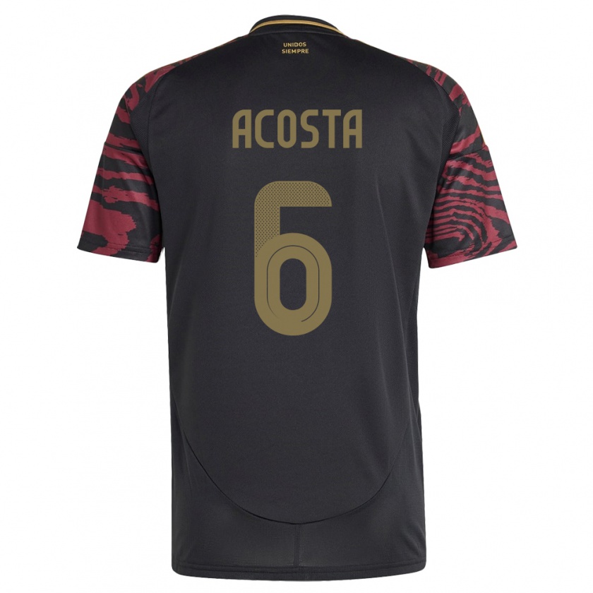 Kandiny Herren Peru Ruby Acosta #6 Schwarz Auswärtstrikot Trikot 24-26 T-Shirt Österreich