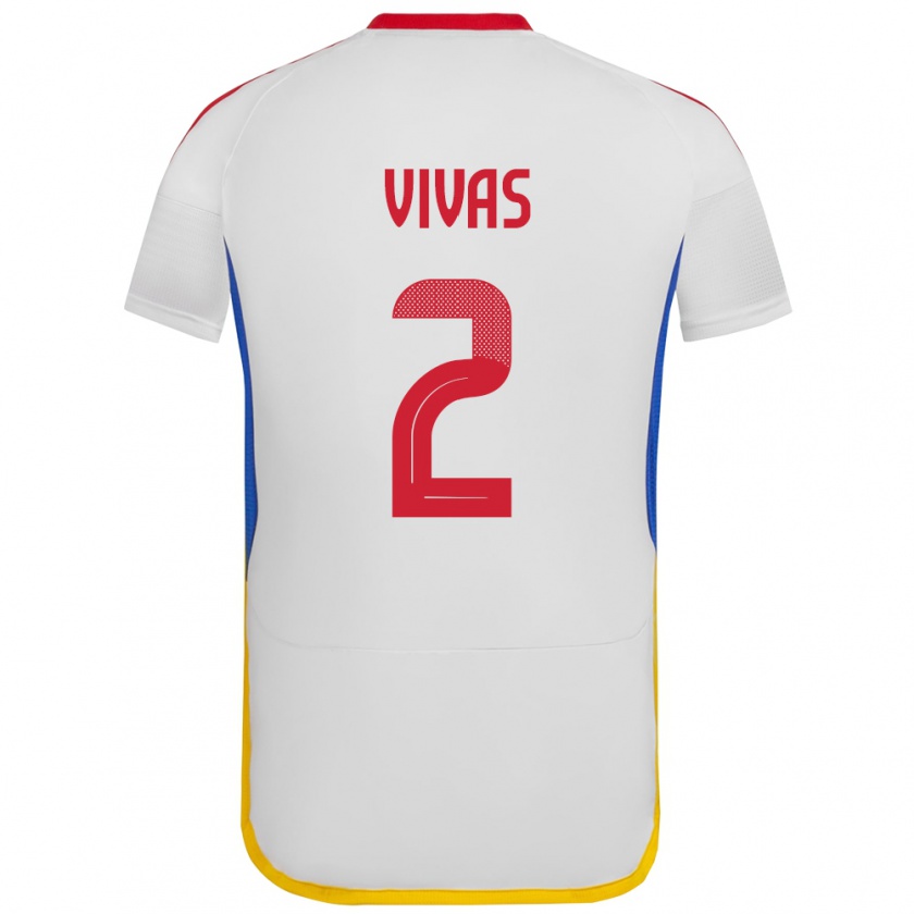 Kandiny Hombre Camiseta Venezuela Carlos Vivas #2 Blanco 2ª Equipación 24-26 La Camisa