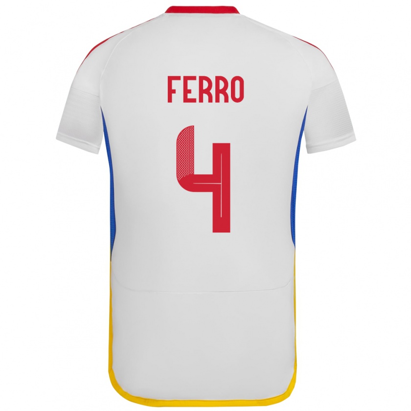 Kandiny Hombre Camiseta Venezuela Andrés Ferro #4 Blanco 2ª Equipación 24-26 La Camisa