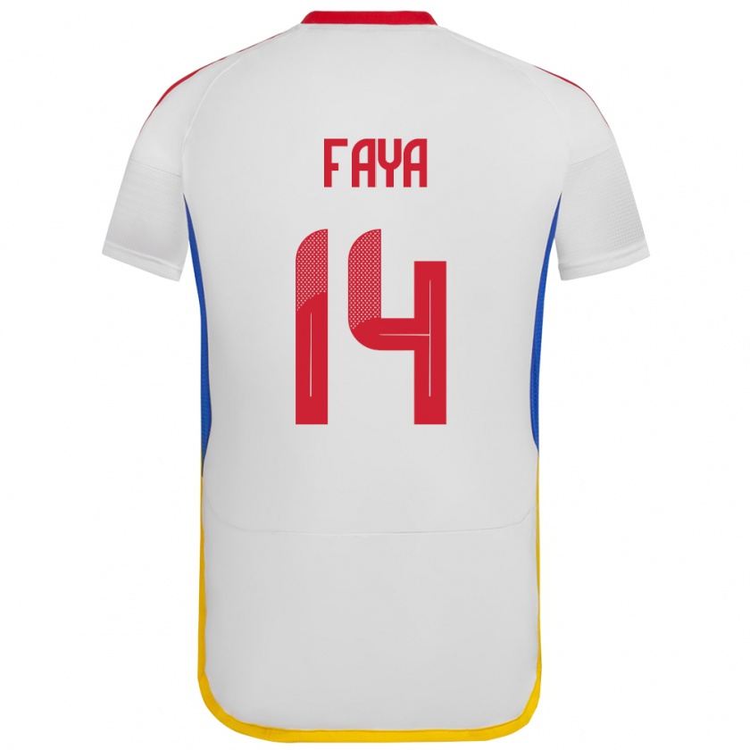 Kandiny Hombre Camiseta Venezuela Carlos Faya #14 Blanco 2ª Equipación 24-26 La Camisa México