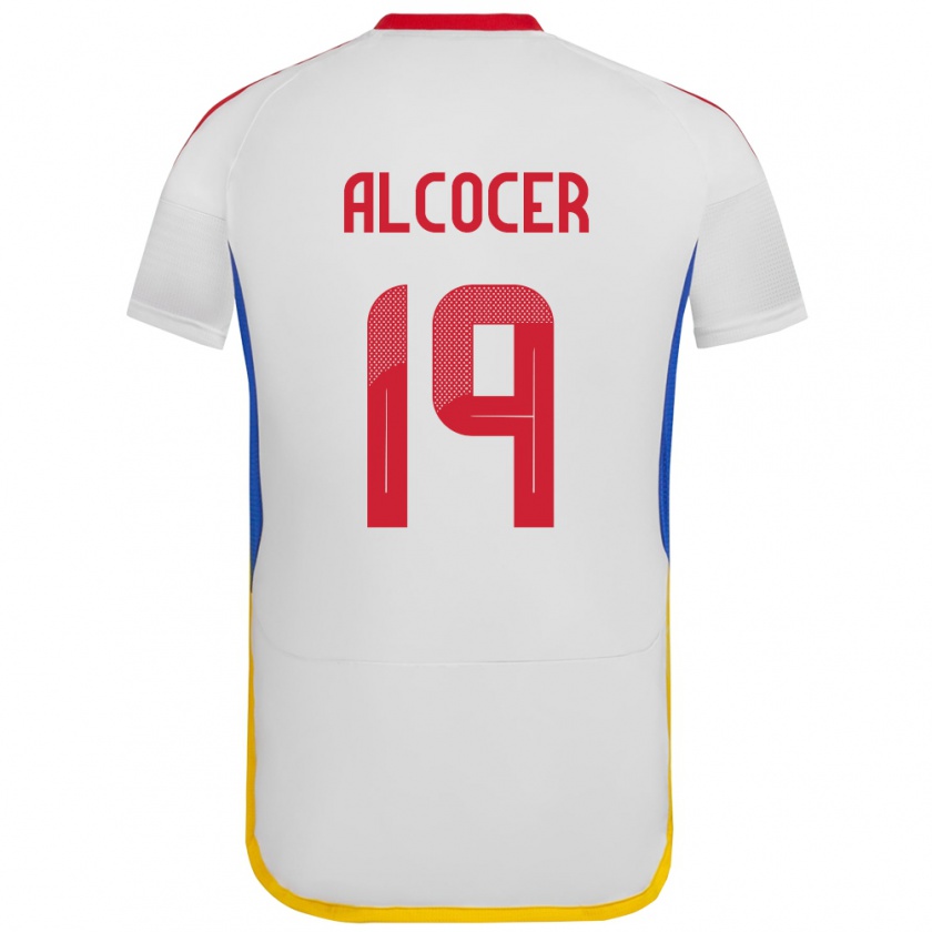 Kandiny Hombre Camiseta Venezuela Brayan Alcocer #19 Blanco 2ª Equipación 24-26 La Camisa