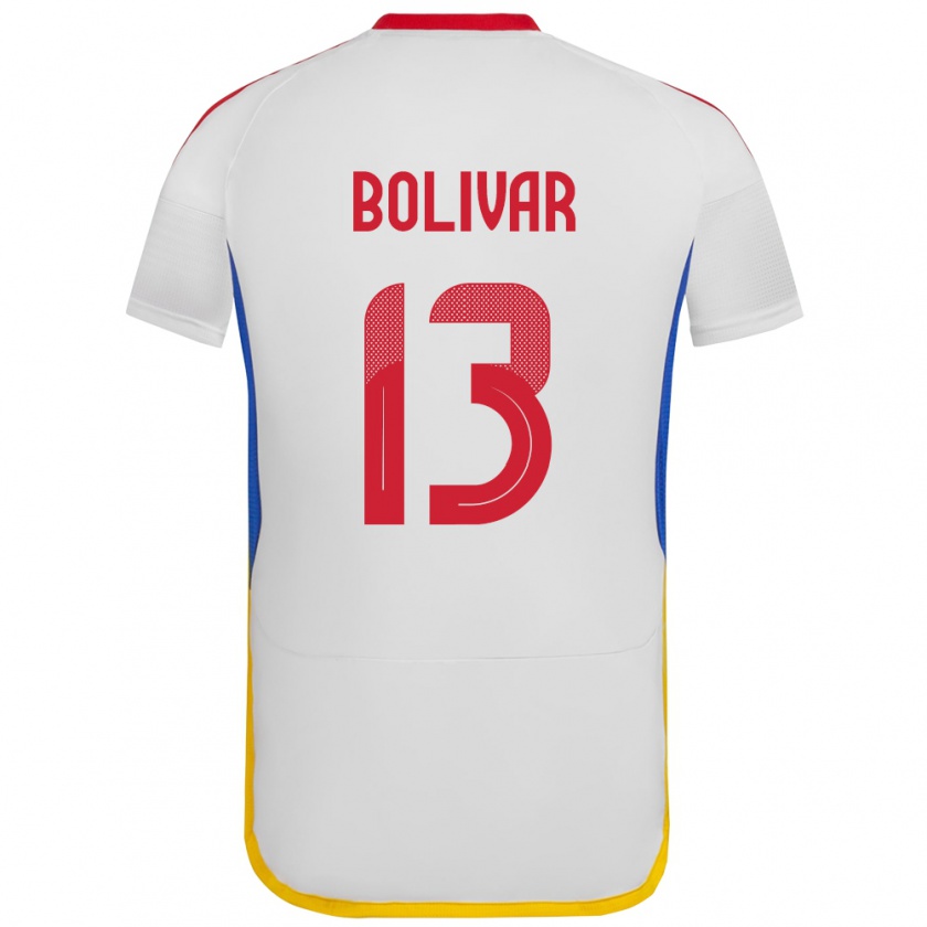 Kandiny Hombre Camiseta Venezuela Salvador Bolívar #13 Blanco 2ª Equipación 24-26 La Camisa