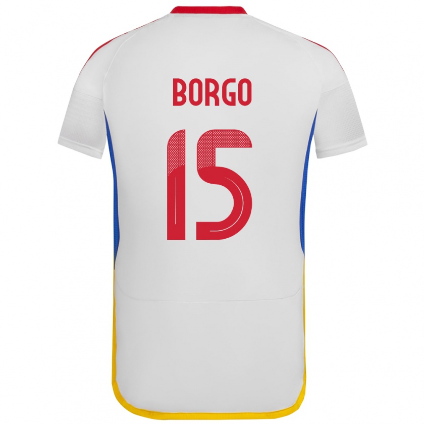 Kandiny Hombre Camiseta Venezuela Ángel Borgo #15 Blanco 2ª Equipación 24-26 La Camisa México