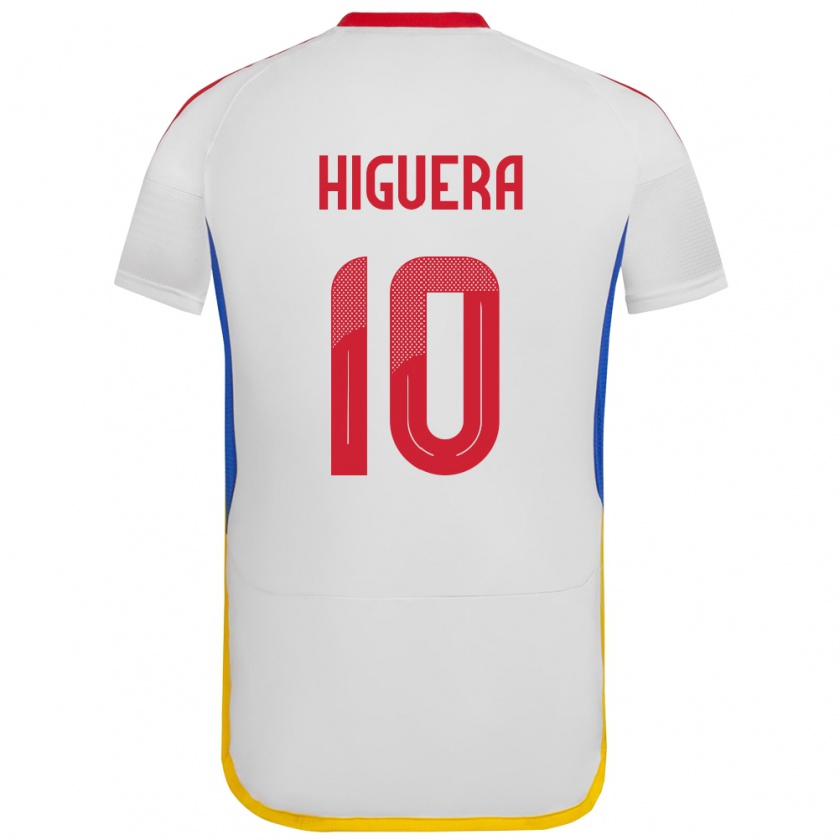 Kandiny Uomo Maglia Venezuela Enyerliannys Higuera #10 Bianco Kit Gara Away 24-26 Maglietta