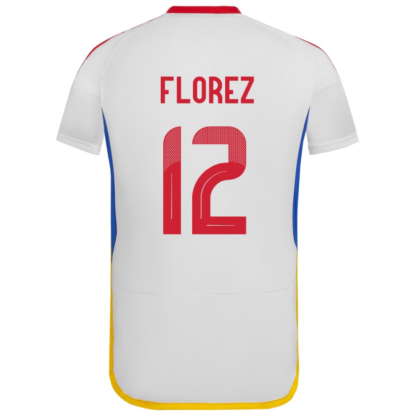 Kandiny Hombre Camiseta Venezuela Génesis Flórez #12 Blanco 2ª Equipación 24-26 La Camisa México