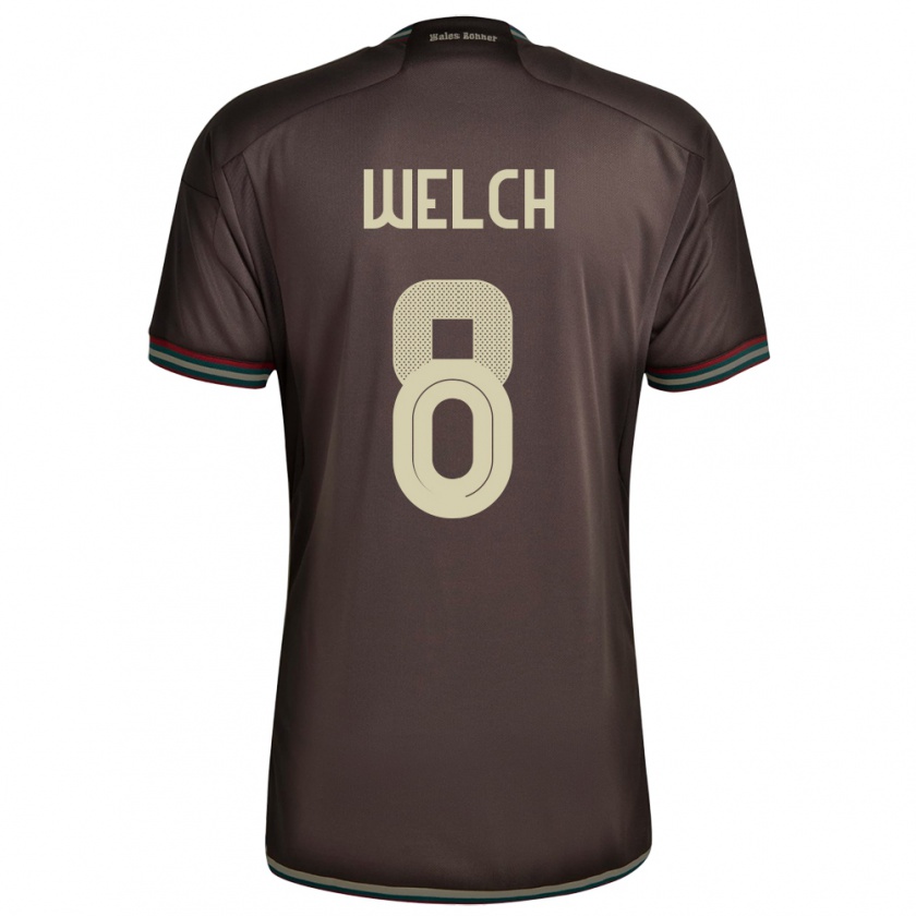 Kandiny Uomo Maglia Giamaica Makai Welch #8 Marrone Notte Kit Gara Away 24-26 Maglietta