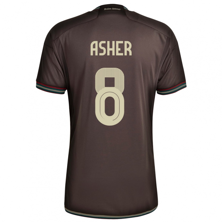 Kandiny Uomo Maglia Giamaica Chinyelu Asher #8 Marrone Notte Kit Gara Away 24-26 Maglietta