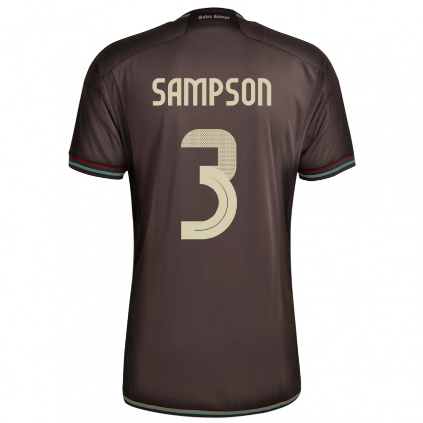 Kandiny Uomo Maglia Giamaica Vyan Sampson #3 Marrone Notte Kit Gara Away 24-26 Maglietta