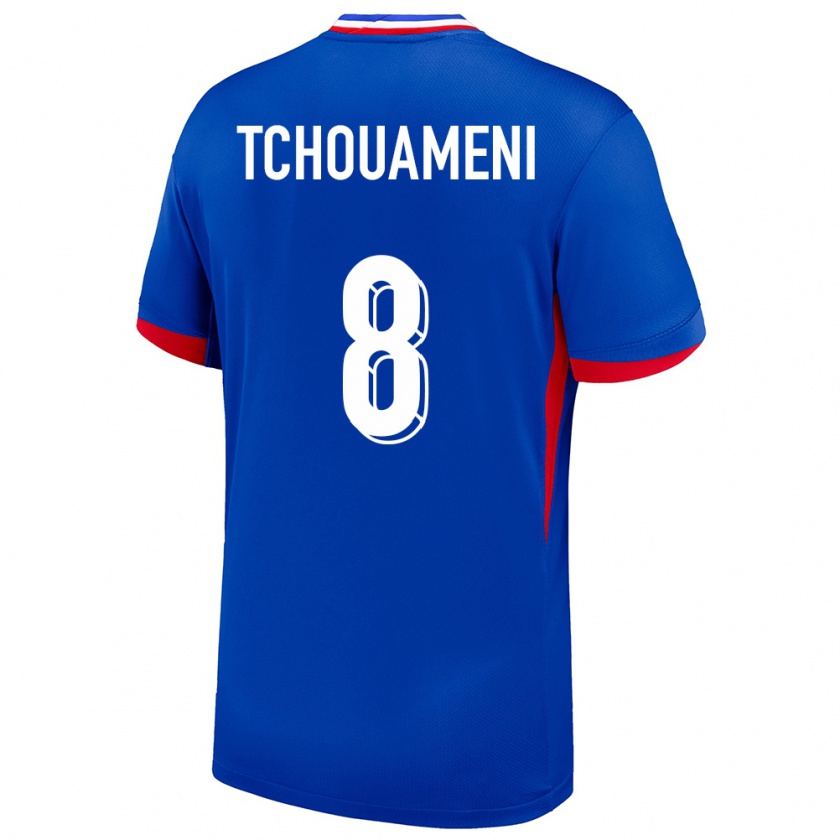 Kandiny Dames Frankrijk Aurelien Tchouameni #8 Blauw Thuisshirt Thuistenue 24-26 T-Shirt