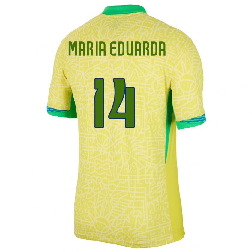 Kandiny Donna Maglia Brasile Maria Eduarda #14 Giallo Kit Gara Home 24-26 Maglietta