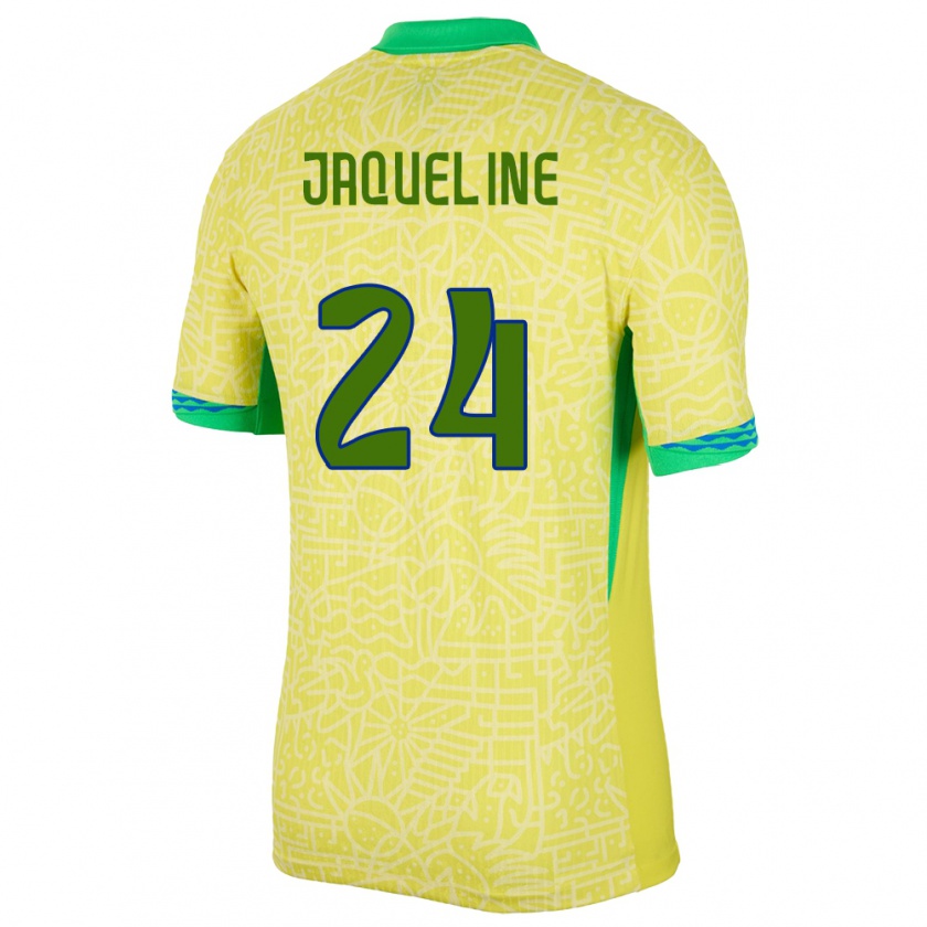 Kandiny Dames Brazilië Jaqueline #24 Geel Thuisshirt Thuistenue 24-26 T-Shirt België