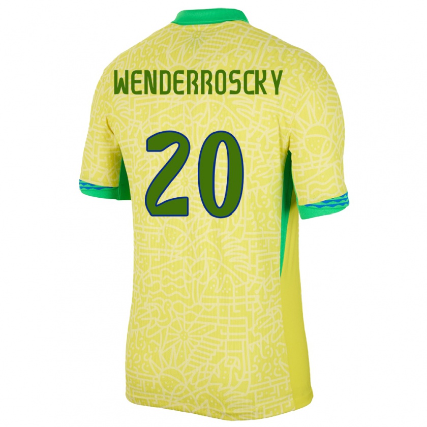 Kandiny Donna Maglia Brasile Arthur Wenderroscky #20 Giallo Kit Gara Home 24-26 Maglietta