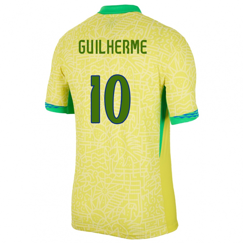 Kandiny Mujer Camiseta Brasil Luis Guilherme #10 Amarillo 1ª Equipación 24-26 La Camisa