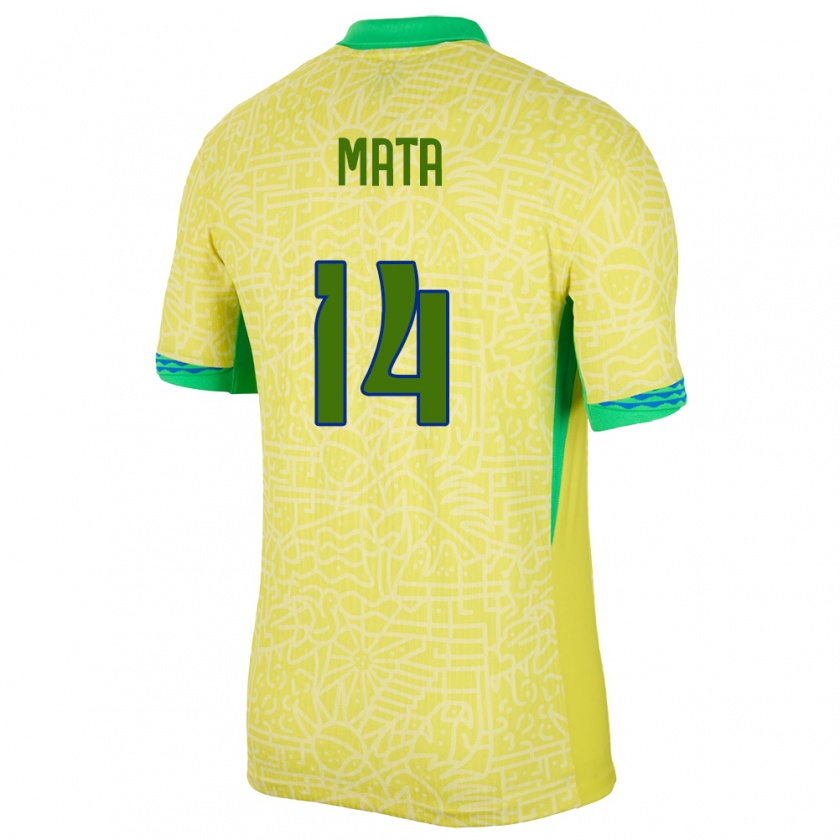 Kandiny Mujer Camiseta Brasil Da Mata #14 Amarillo 1ª Equipación 24-26 La Camisa