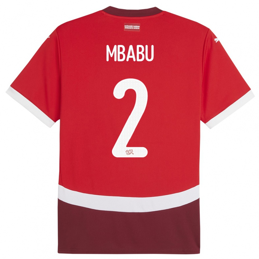 Kandiny Damen Schweiz Kevin Mbabu #2 Rot Heimtrikot Trikot 24-26 T-Shirt Österreich