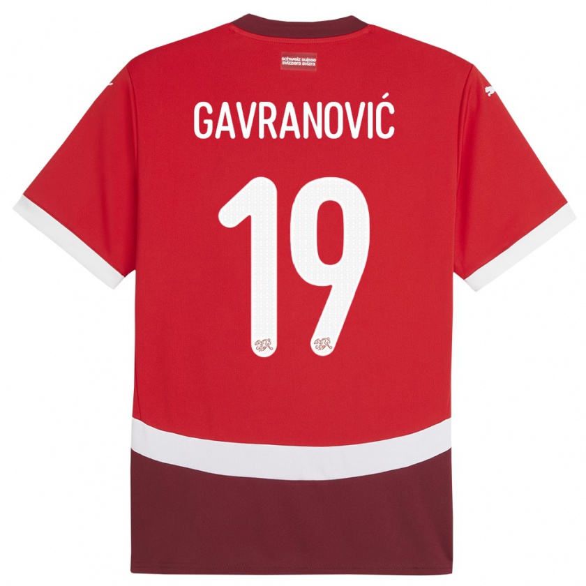 Kandiny Mujer Camiseta Suiza Mario Gavranovic #19 Rojo 1ª Equipación 24-26 La Camisa