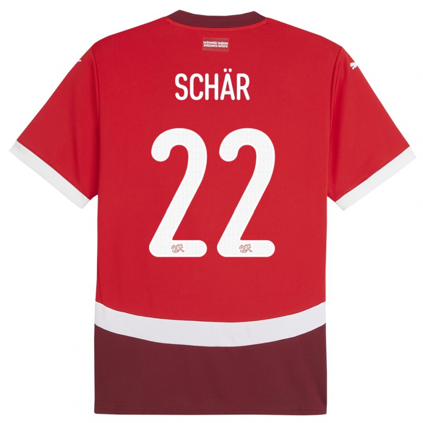 Kandiny Dames Zwitserland Fabian Schar #22 Rood Thuisshirt Thuistenue 24-26 T-Shirt