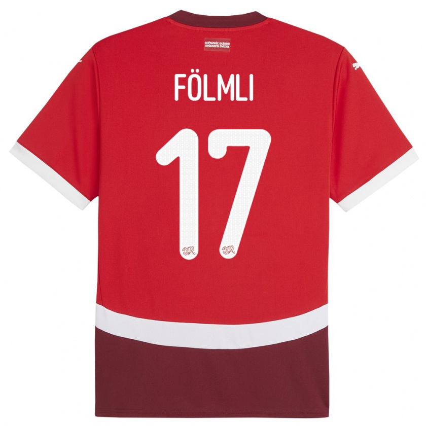 Kandiny Mujer Camiseta Suiza Svenja Folmli #17 Rojo 1ª Equipación 24-26 La Camisa