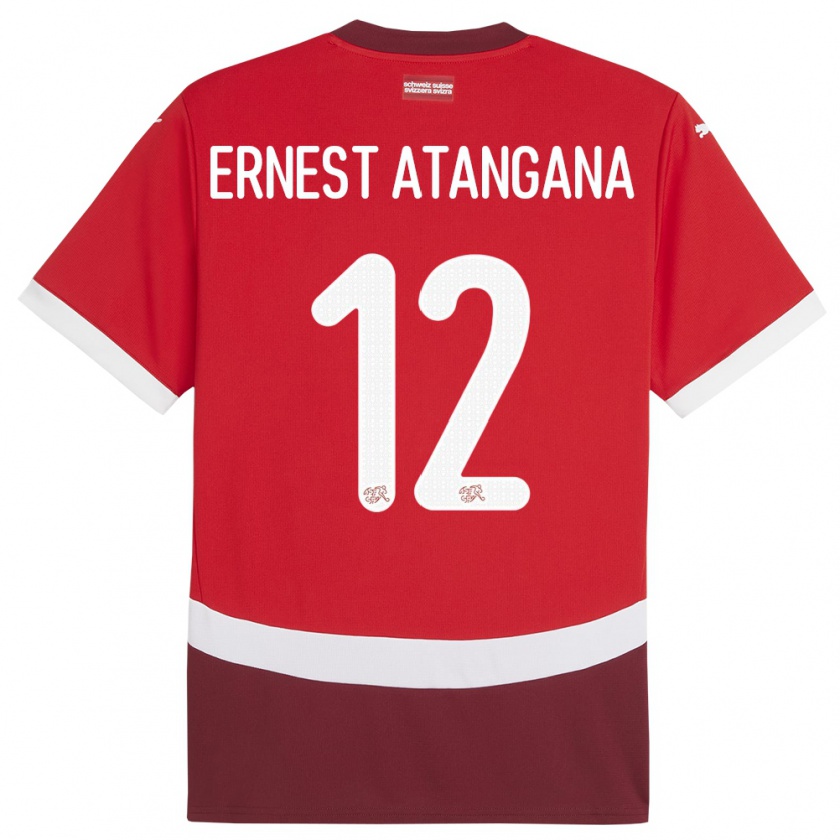 Kandiny Damen Schweiz Brian Ernest Atangana #12 Rot Heimtrikot Trikot 24-26 T-Shirt Österreich