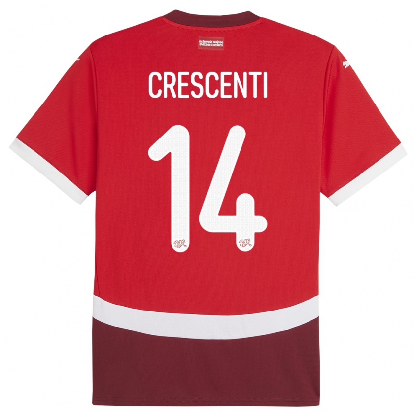 Kandiny Dames Zwitserland Federico Crescenti #14 Rood Thuisshirt Thuistenue 24-26 T-Shirt