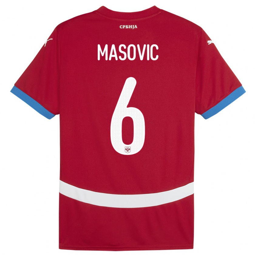 Kandiny Donna Maglia Serbia Erhan Masovic #6 Rosso Kit Gara Home 24-26 Maglietta