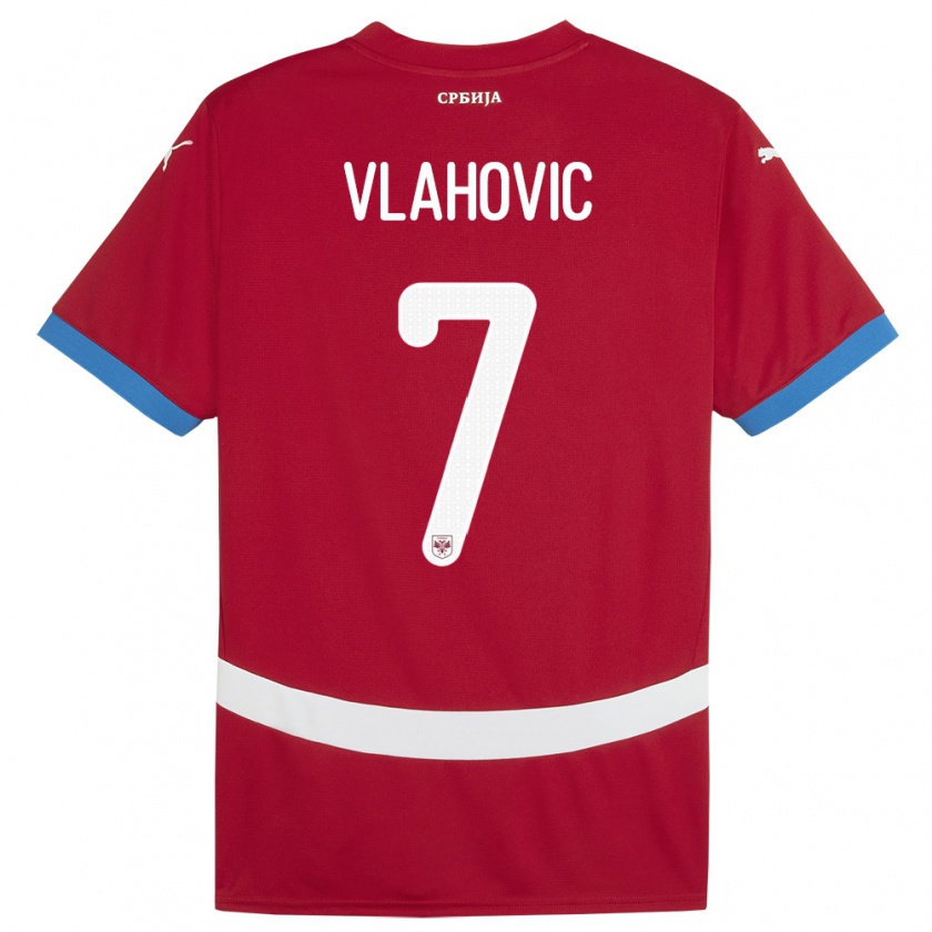 Kandiny Dames Servië Dusan Vlahovic #7 Rood Thuisshirt Thuistenue 24-26 T-Shirt België