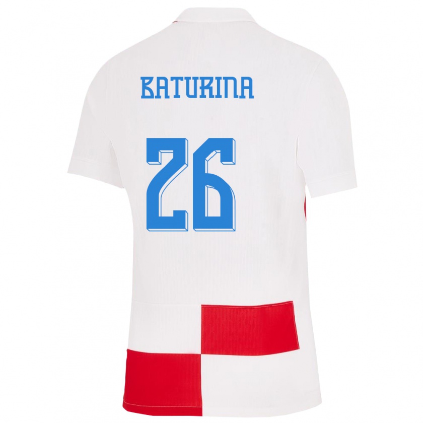 Kandiny Dames Kroatië Martin Baturina #26 Wit Rood Thuisshirt Thuistenue 24-26 T-Shirt België