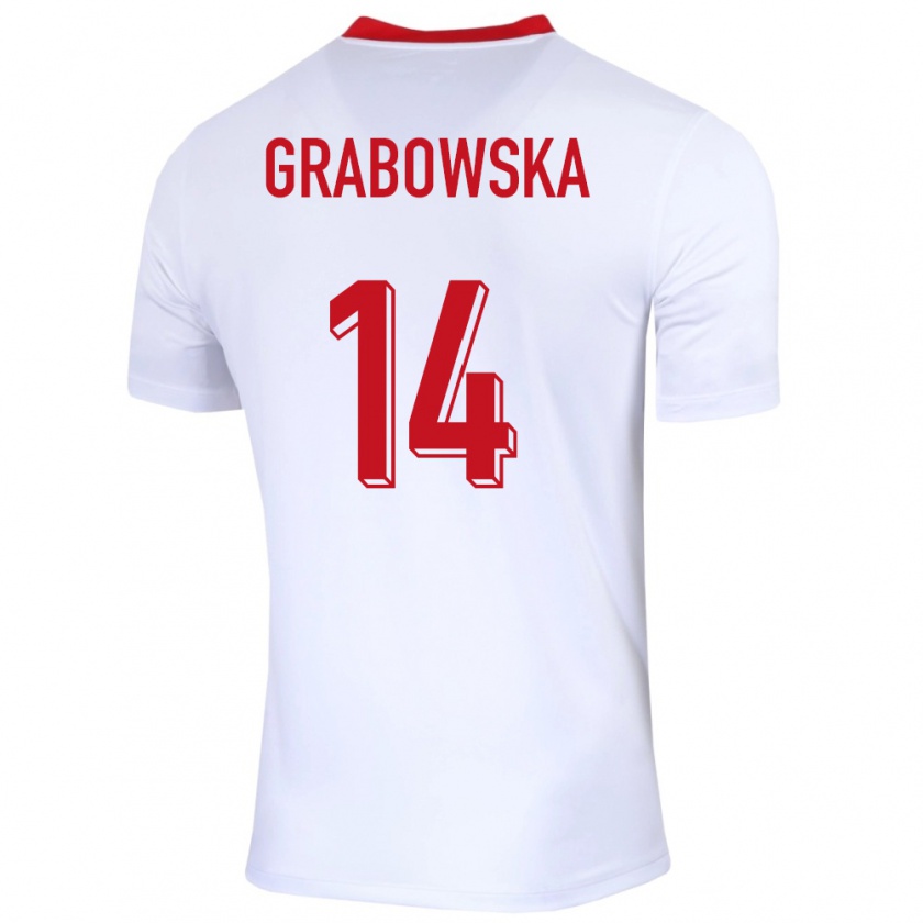 Kandiny Donna Maglia Polonia Dominika Grabowska #14 Bianco Kit Gara Home 24-26 Maglietta