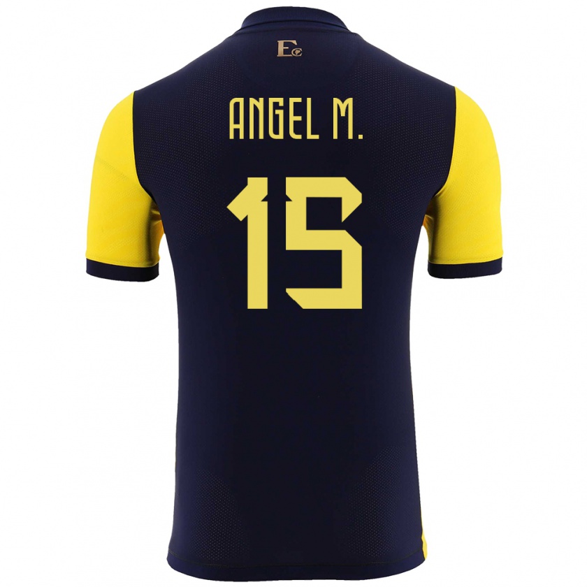 Kandiny Mujer Camiseta Ecuador Angel Mena #15 Amarillo 1ª Equipación 24-26 La Camisa México