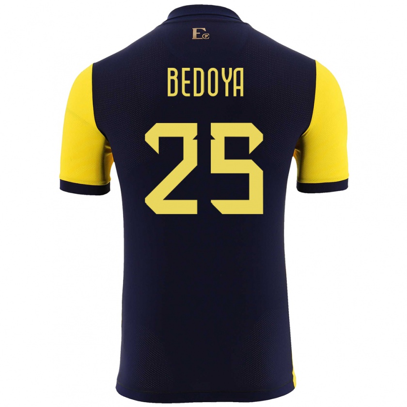 Kandiny Mujer Camiseta Ecuador Jaydah Bedoya #25 Amarillo 1ª Equipación 24-26 La Camisa México