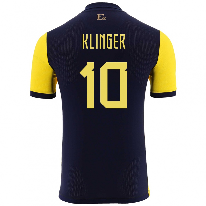 Kandiny Mujer Camiseta Ecuador Jose Klinger #10 Amarillo 1ª Equipación 24-26 La Camisa México