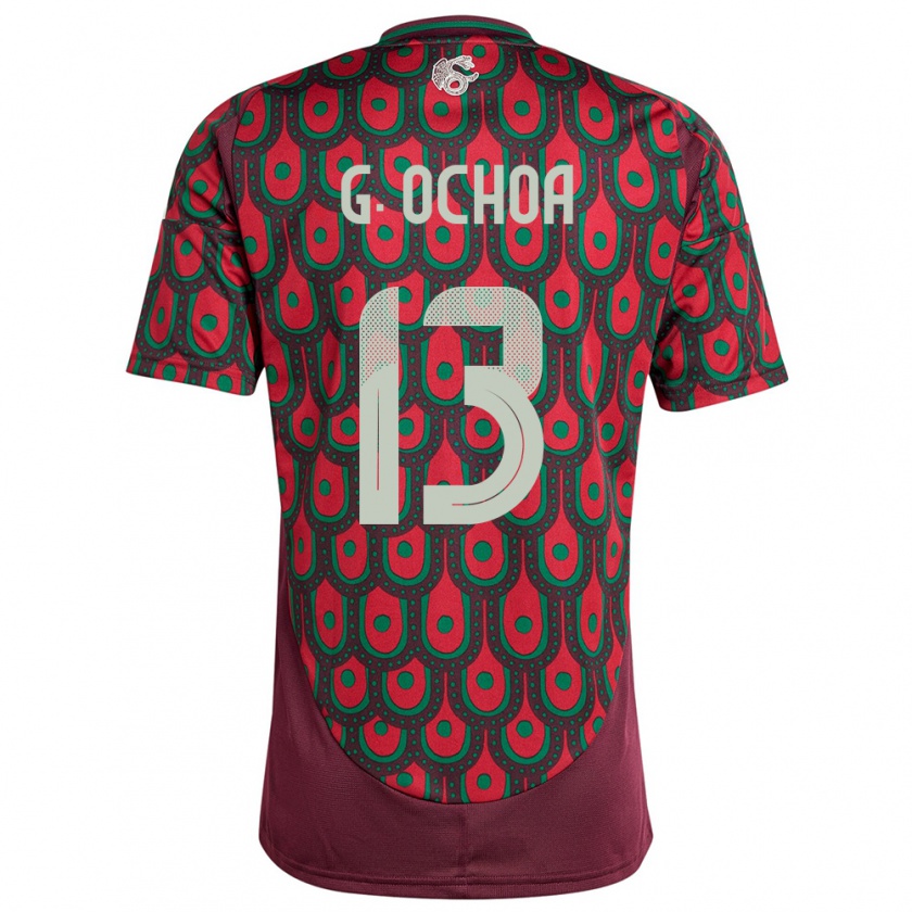 Kandiny Dames Mexico Guillermo Ochoa #13 Kastanjebruin Thuisshirt Thuistenue 24-26 T-Shirt België