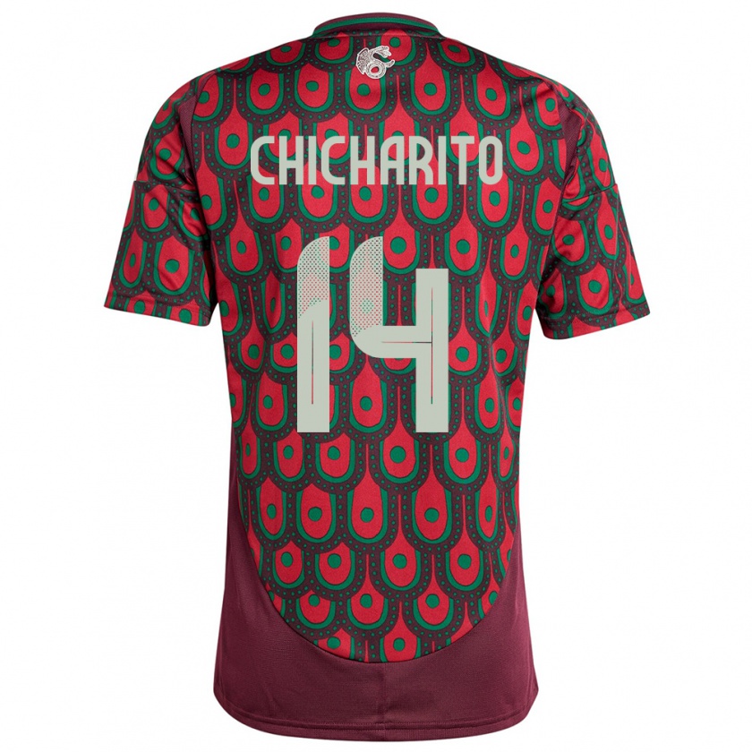 Kandiny Donna Maglia Messico Chicharito #14 Marrone Kit Gara Home 24-26 Maglietta