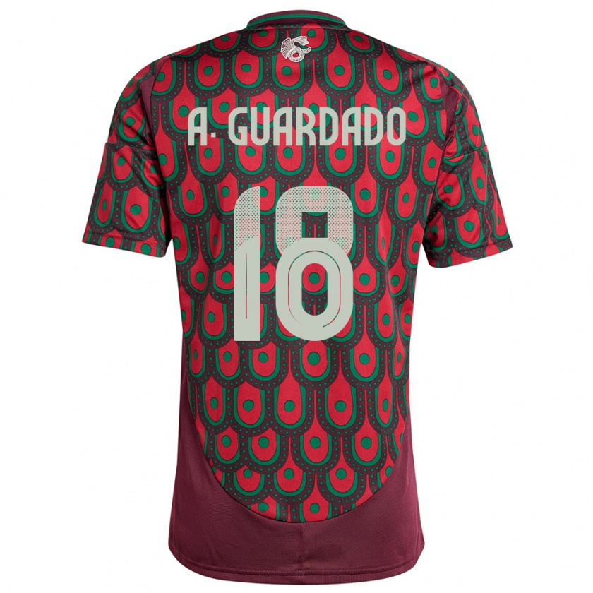 Kandiny Dames Mexico Andres Guardado #18 Kastanjebruin Thuisshirt Thuistenue 24-26 T-Shirt België