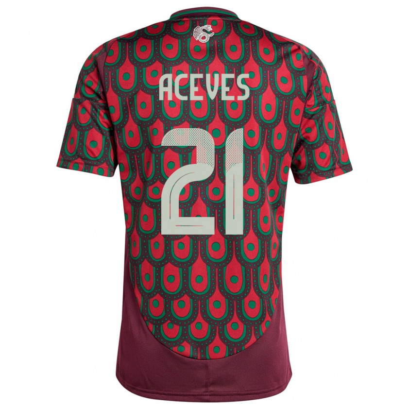 Kandiny Dames Mexico Daniel Aceves #21 Kastanjebruin Thuisshirt Thuistenue 24-26 T-Shirt