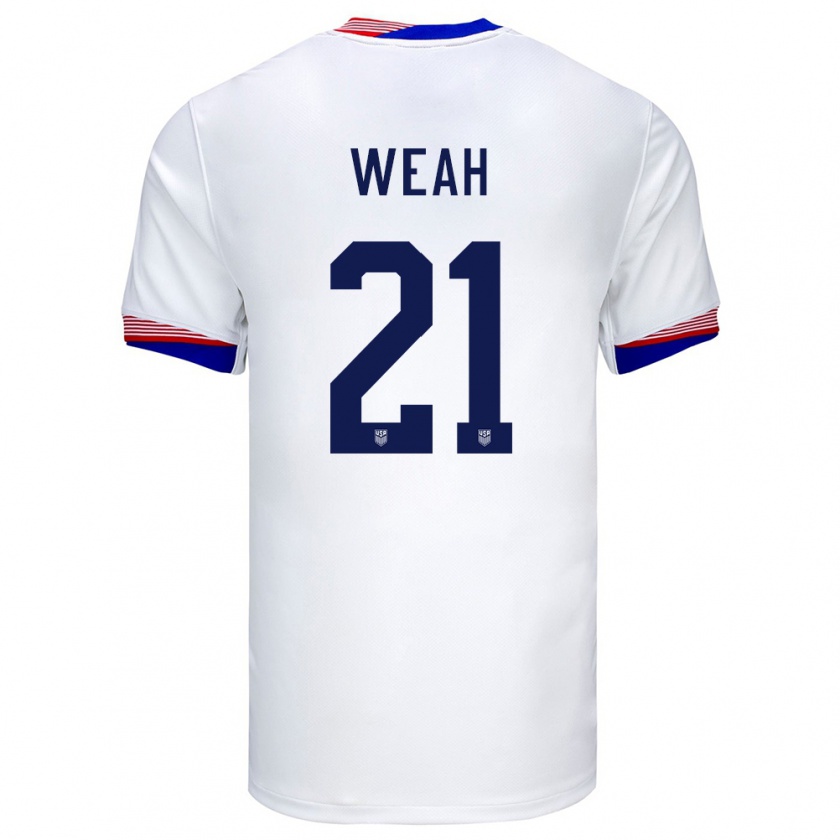 Kandiny Dames Verenigde Staten Timothy Weah #21 Wit Thuisshirt Thuistenue 24-26 T-Shirt